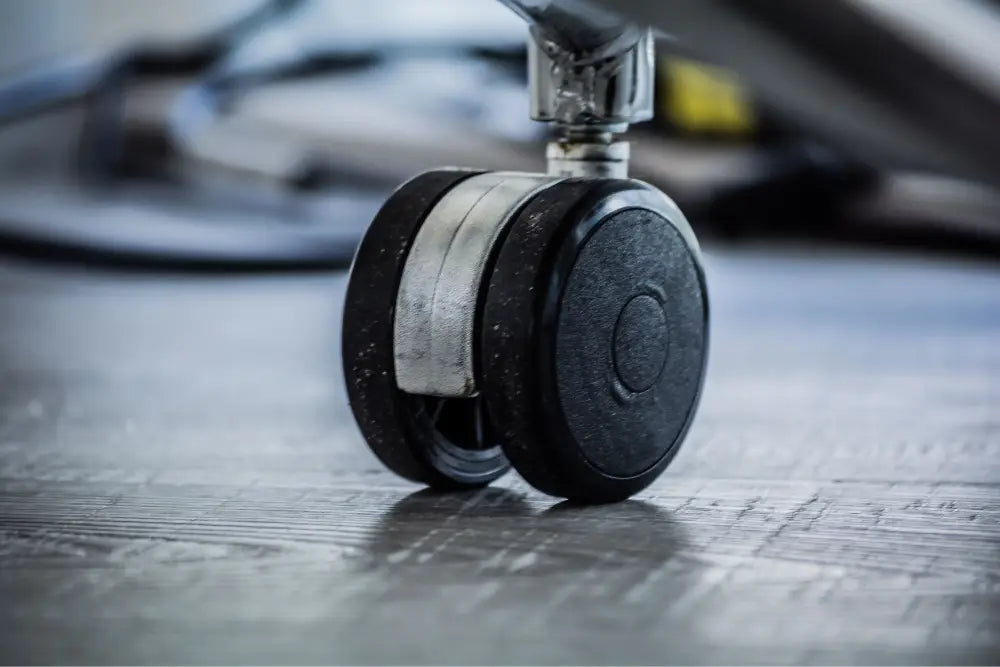 Close-up view of a caster wheel