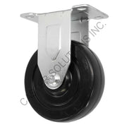 3" x 1.25" Rigid Plate Caster with Hard Rubber Wheel