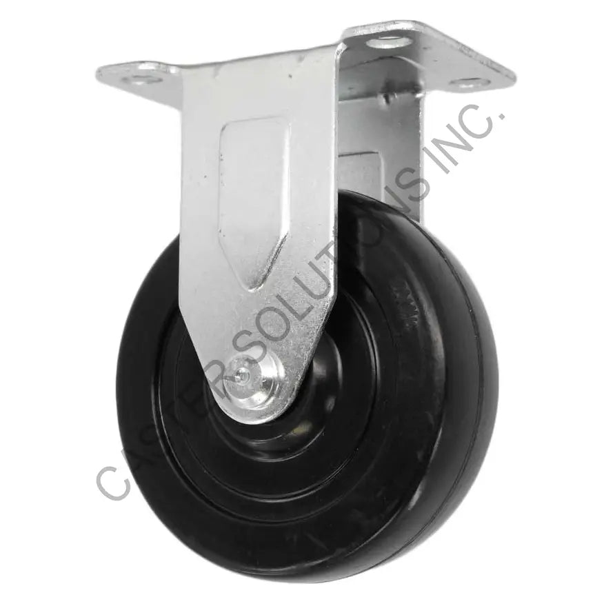 3" x 1.25" Rigid Plate Caster with Hard Rubber Wheel