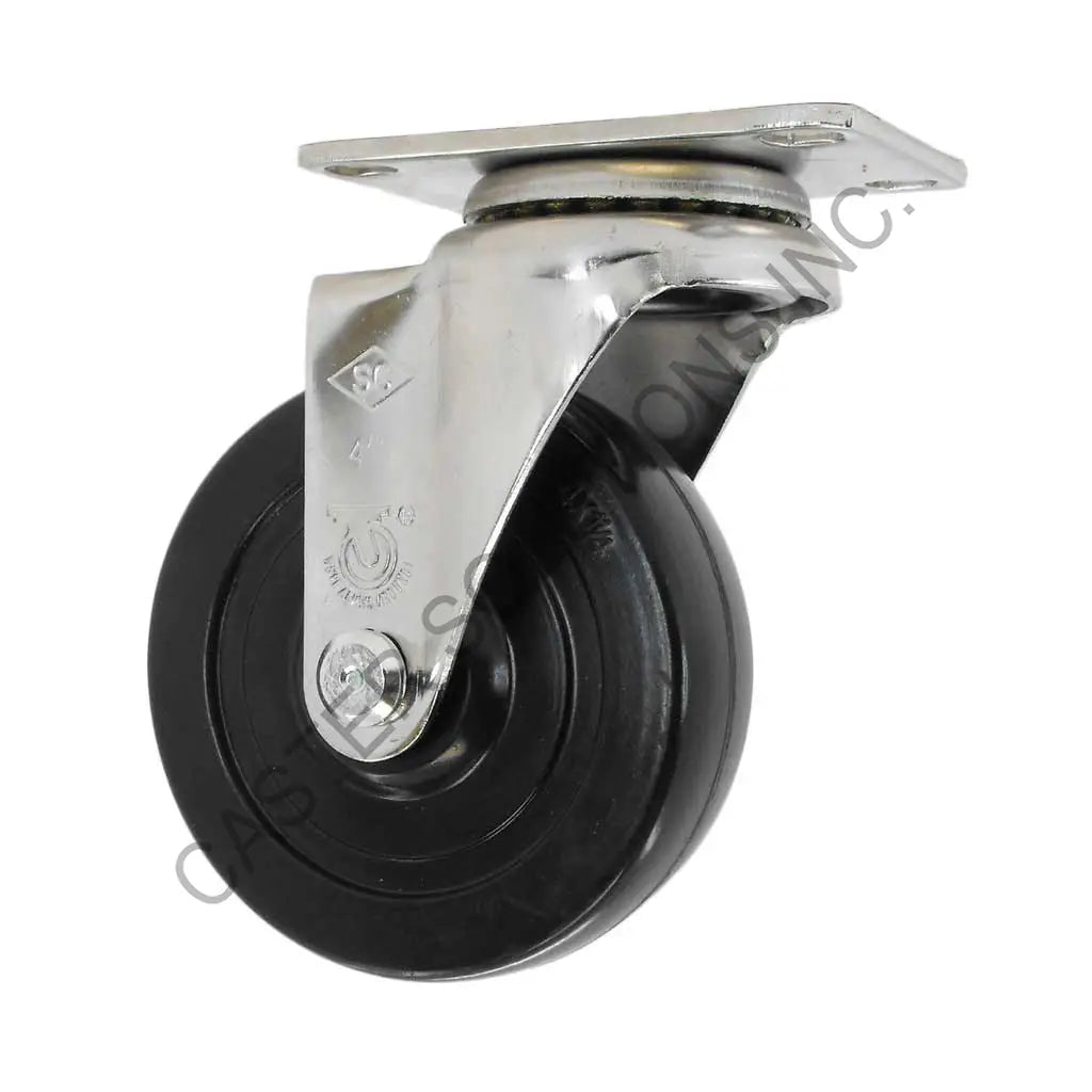 5" x 1.25" Stainless Swivel Plate Caster with Hard Rubber Wheel