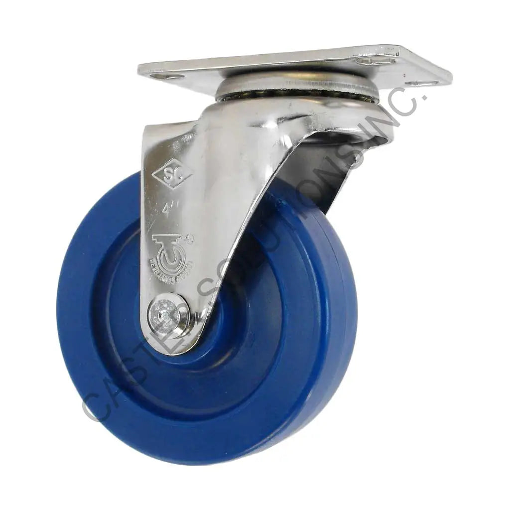 5" x 1.25" Stainless Swivel Plate Caster with DuraLastomer™ Wheel