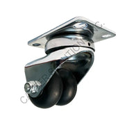 Twin 2" x 13/16" Swivel Plate Caster with Neoprene Wheel