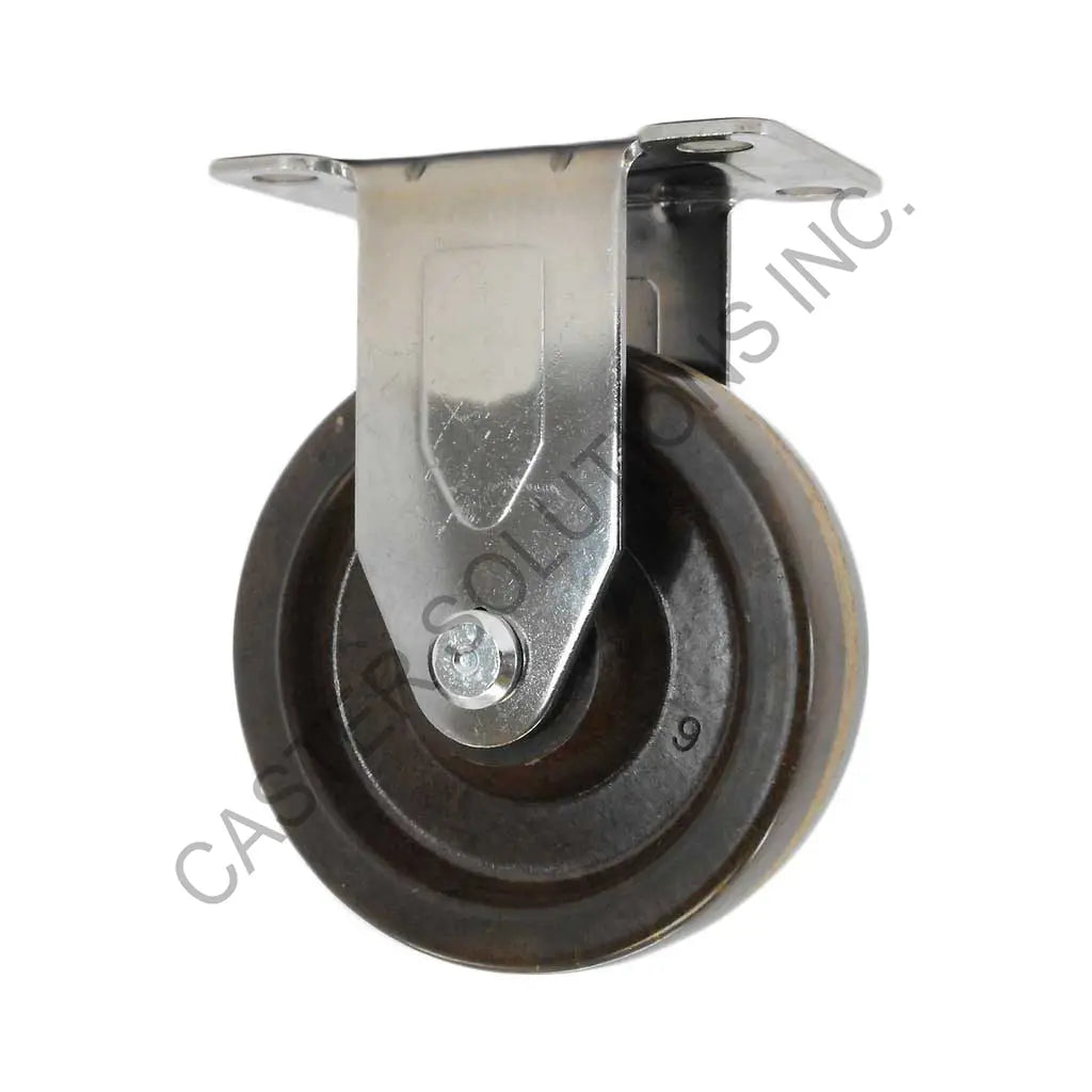 5" x 1.25" Stainless Rigid Plate Caster with High Temp Phenolic Wheel