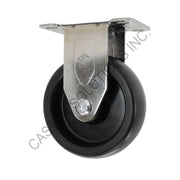 5" x 1.25" Stainless Rigid Plate Caster with Polyolefin Wheel