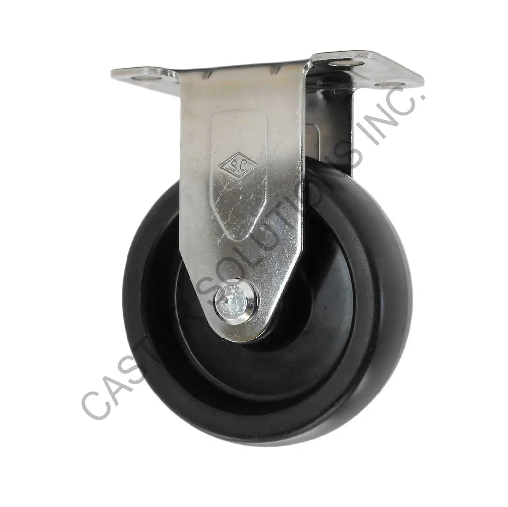 5" x 1.25" Stainless Rigid Plate Caster with Polyolefin Wheel