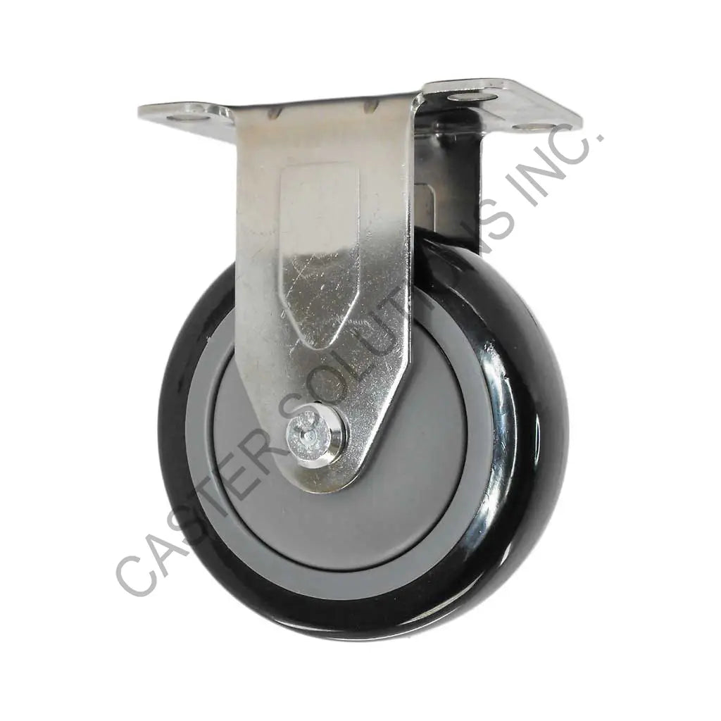 5" x 1.25" Stainless Rigid Plate Caster with Poly-Pro™ Wheel
