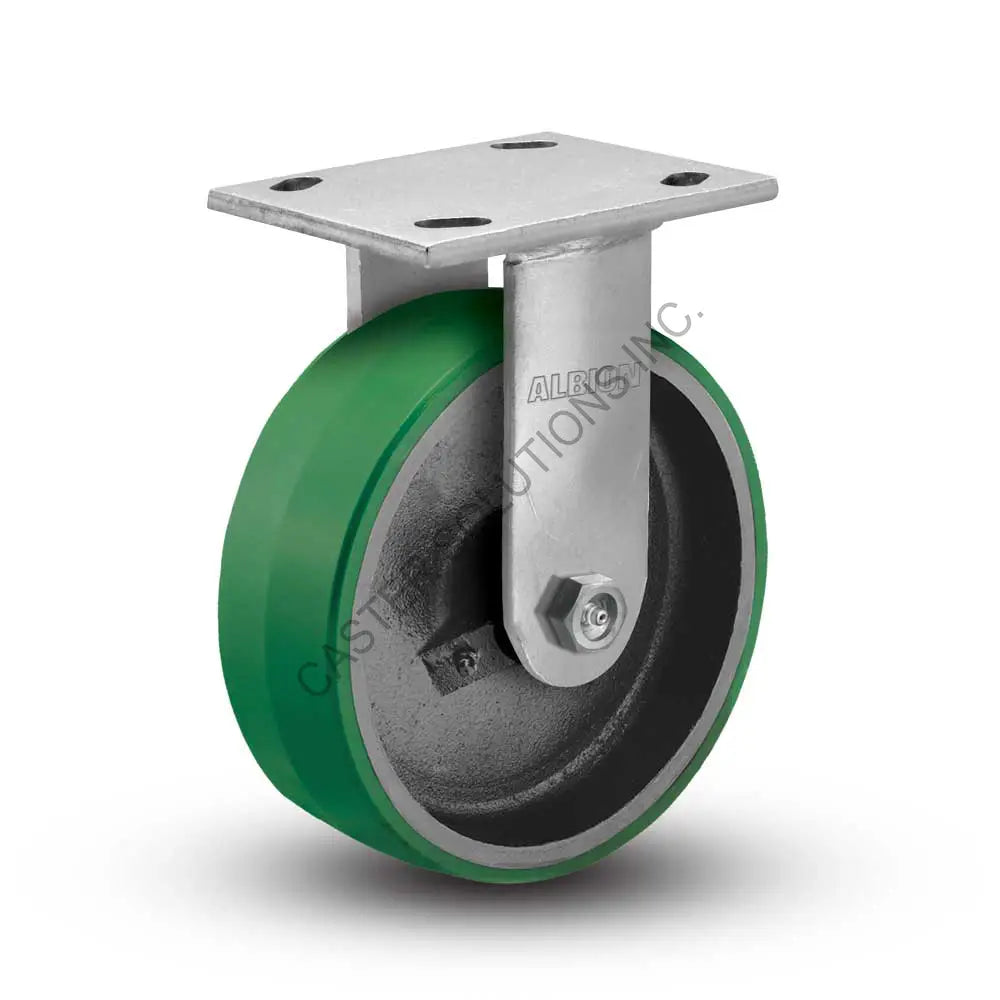 8" x 2" Rigid Caster with Polyurethane on Cast Iron Wheel