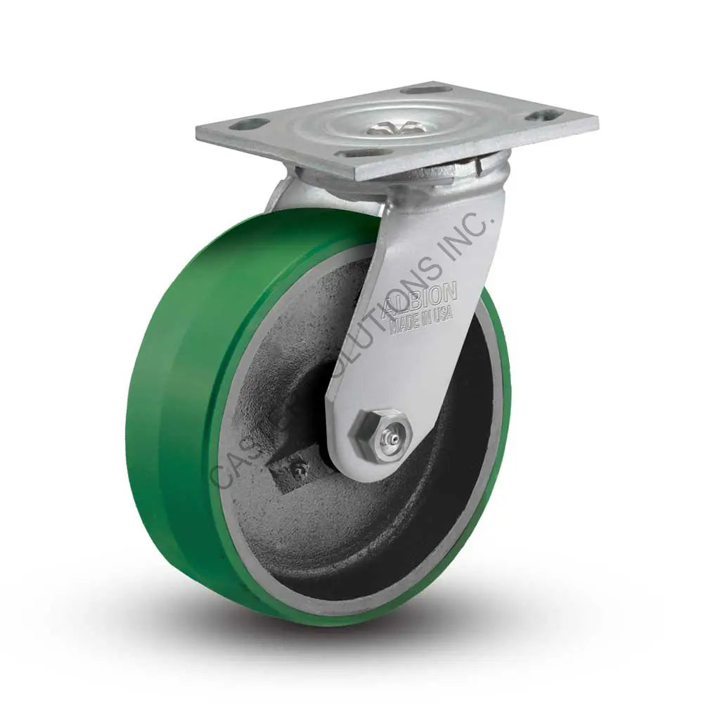 8" x 2" Swivel Caster with Polyurethane on Cast Iron Wheel