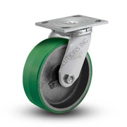 8" x 2" Swivel Caster with Polyurethane on Cast Iron Wheel