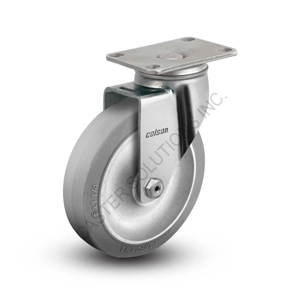 5" x 1-5/16" Swivel Plate Caster with Performa Flat Wheel