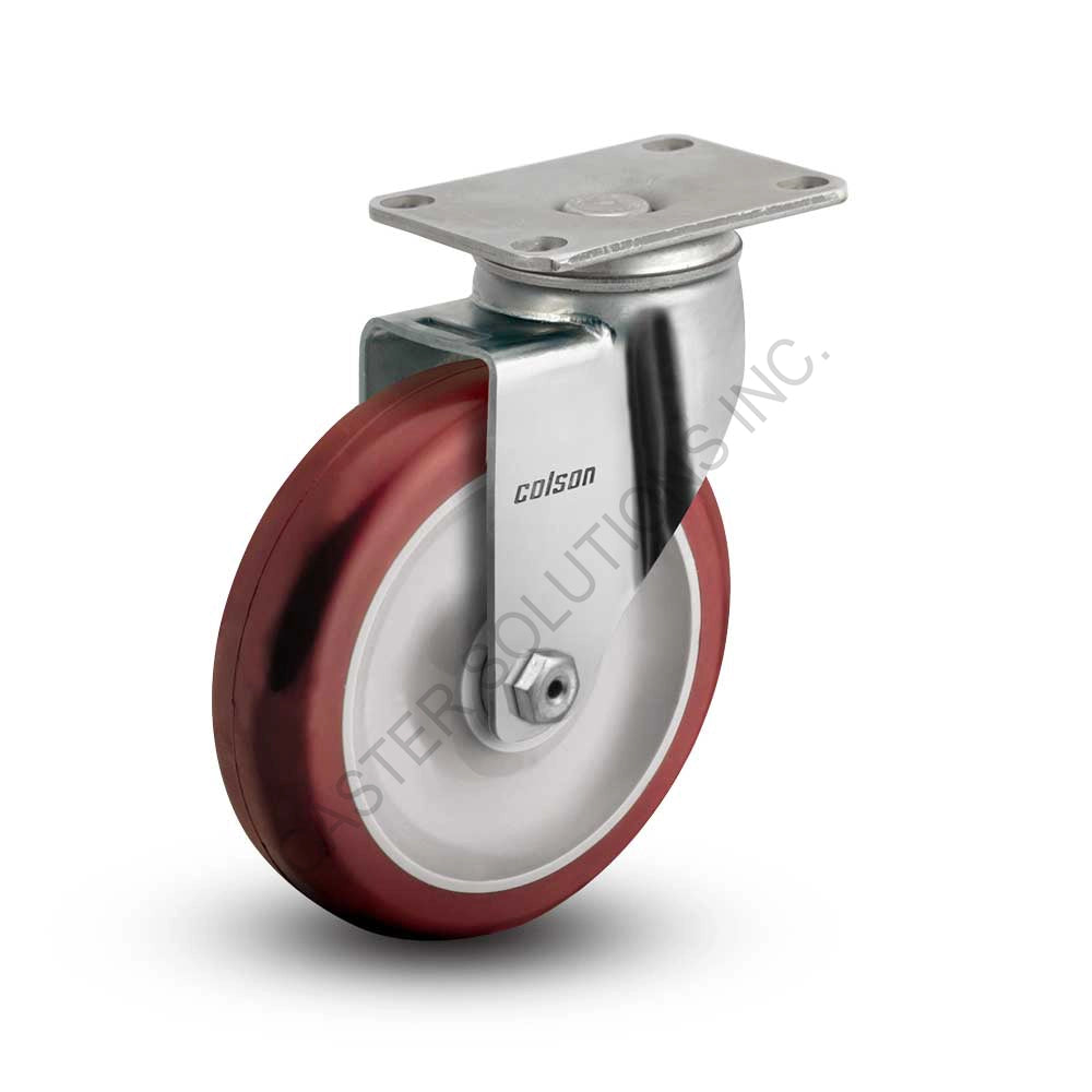 5" x 1-1/4" Swivel Plate Caster with Polyurethane HI-TECH Wheel