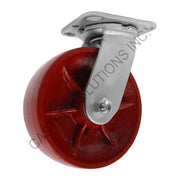 8" x 2" Swivel Plate Caster with Crowned Ductile Steel Wheel