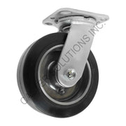 8" x 2" Swivel Plate Caster with Rubber on Aluminum Wheel