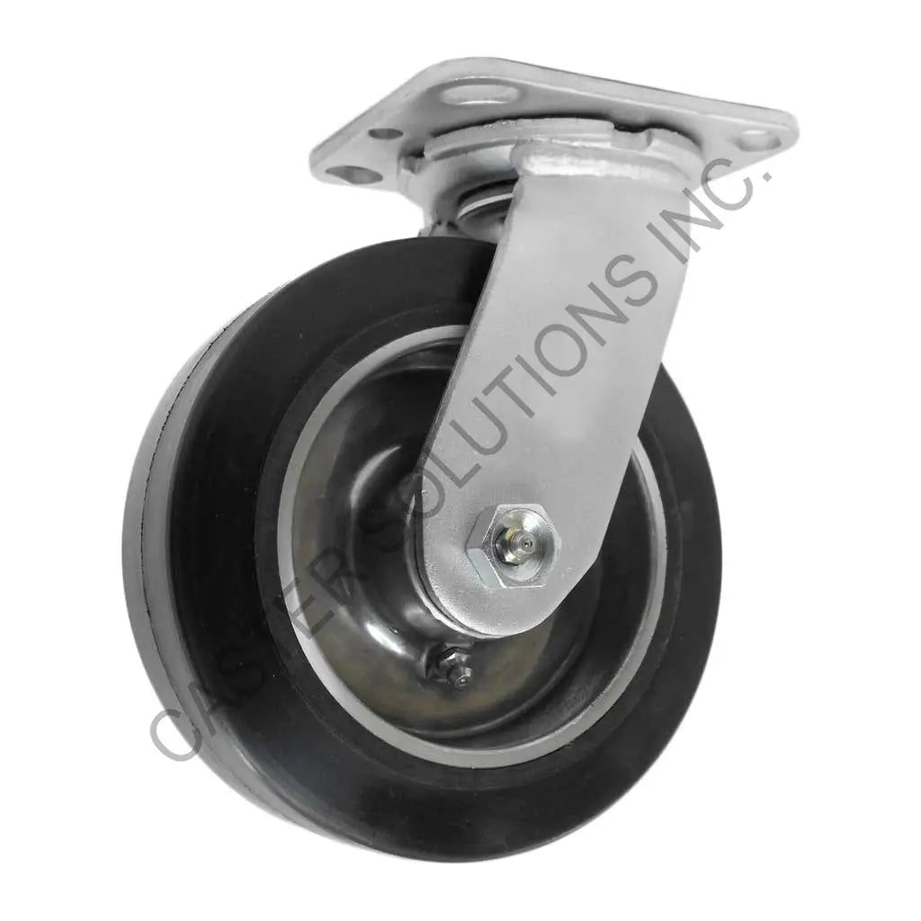8" x 2" Swivel Plate Caster with Rubber on Aluminum Wheel