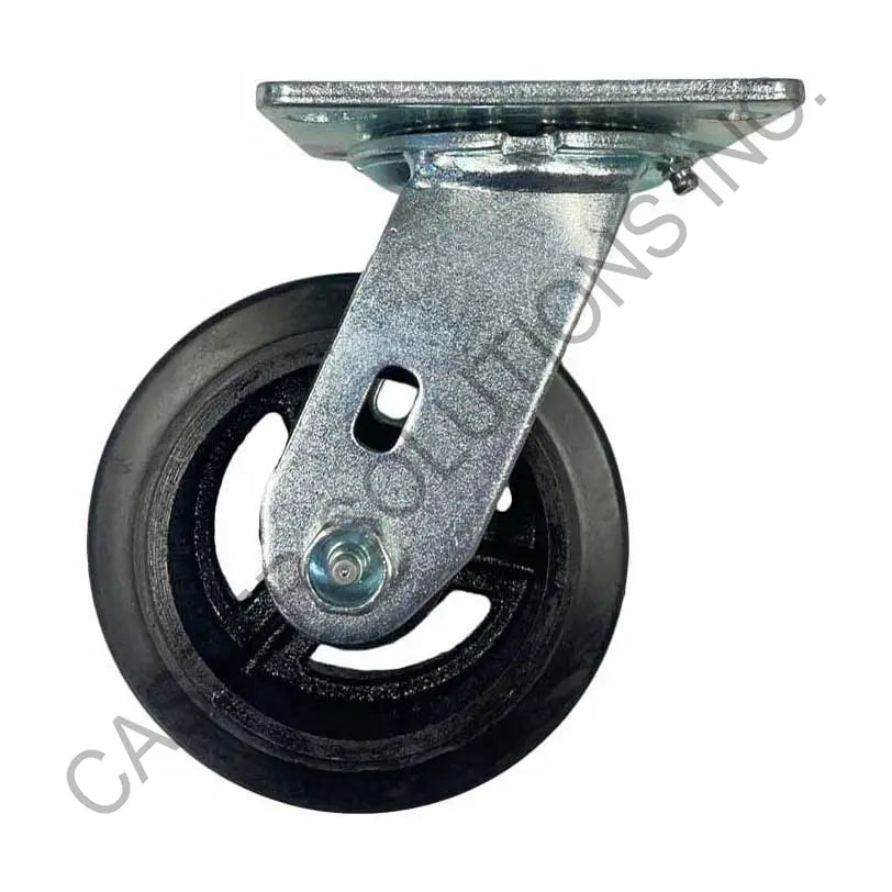 8" x 2" Swivel Plate Caster with Mold-On Rubber Wheel