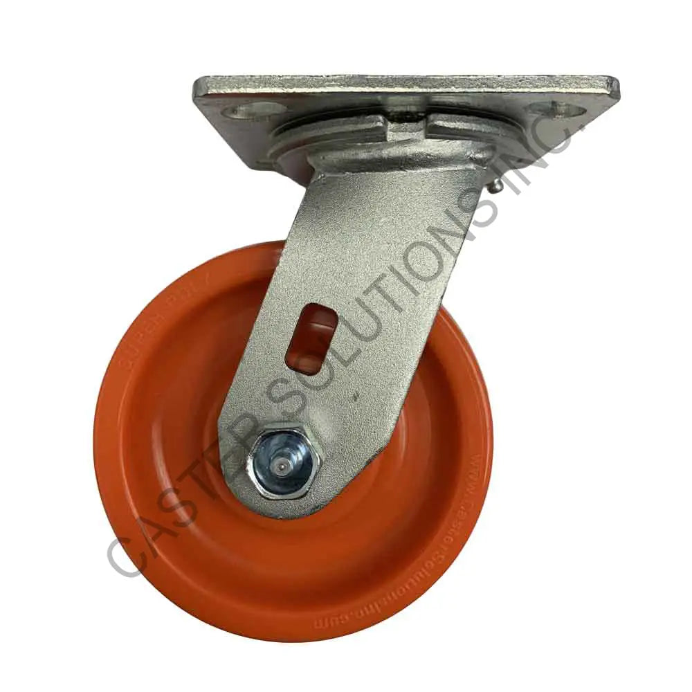 8" x 2" Swivel Plate Caster with Super Poly Wheel