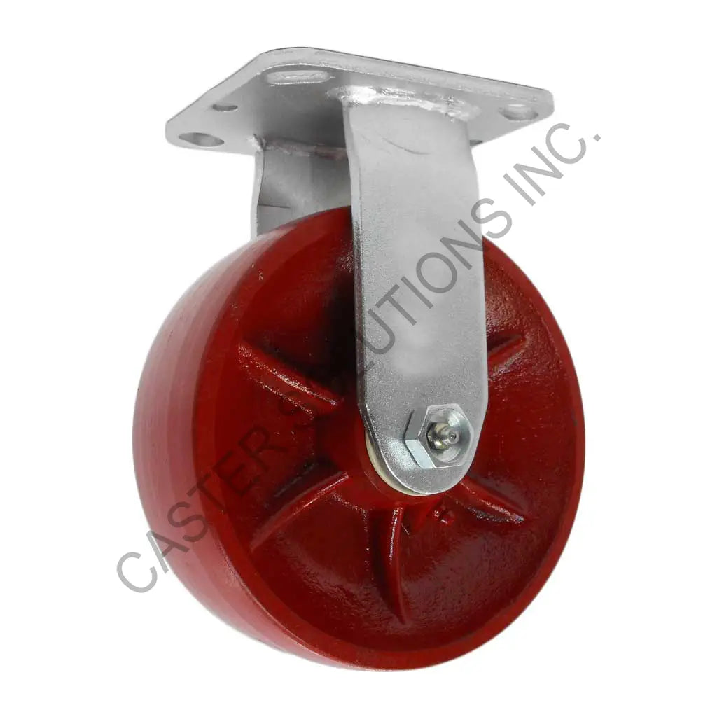 8" x 2" Rigid Plate Caster with Crowned Ductile Steel Wheel