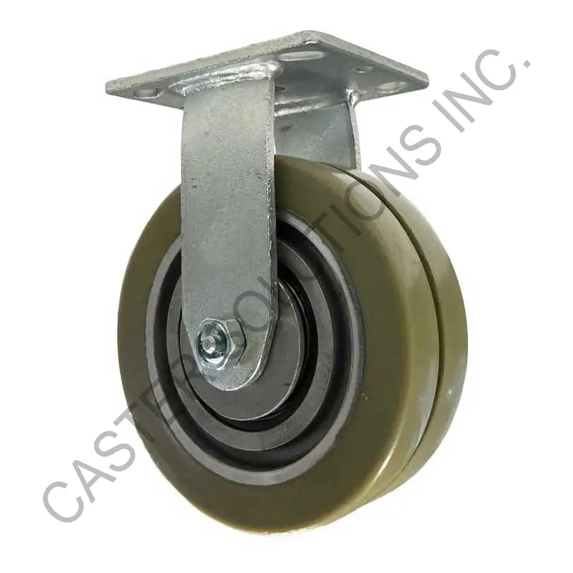 8" x 2" Rigid Plate Caster with Dual Ergo Wheel