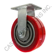 8" x 2" Rigid Plate Caster with Dual Ergo Wheel