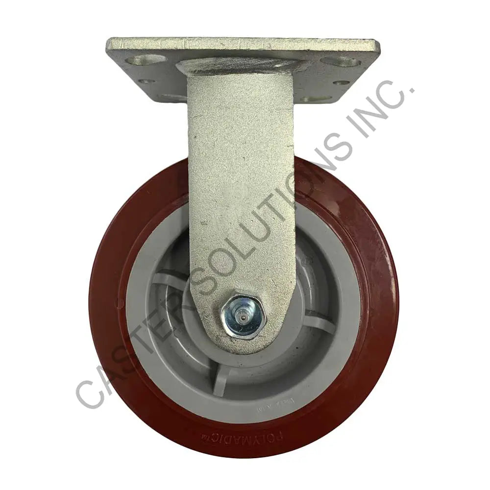 8" x 2" Rigid Plate Caster with Polymadic™ Wheel