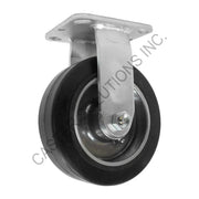 8" x 2" Rigid Plate Caster with Rubber on Aluminum Wheel