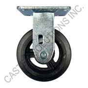 8" x 2" Rigid Plate Caster with Mold-On Rubber Wheel