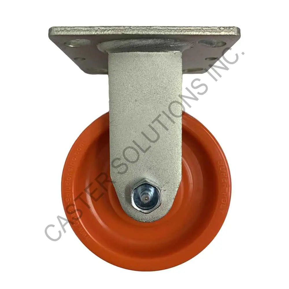 8" x 2" Rigid Plate Caster with Super Poly Wheel