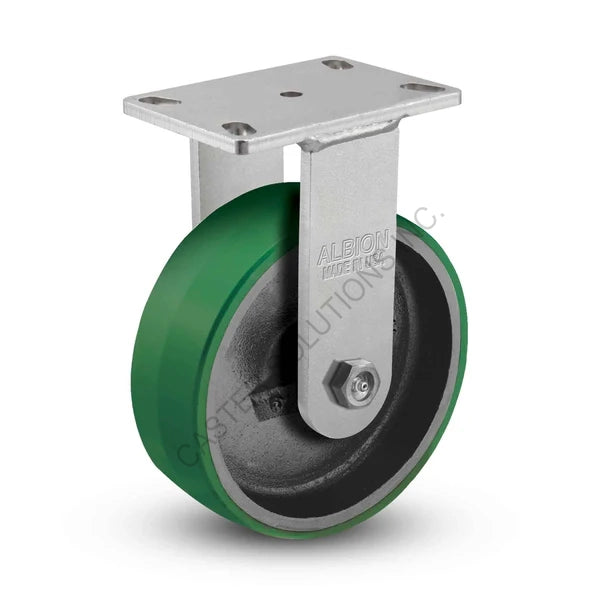 12" x 3" Rigid Caster with Polyurethane on Cast Iron Wheel