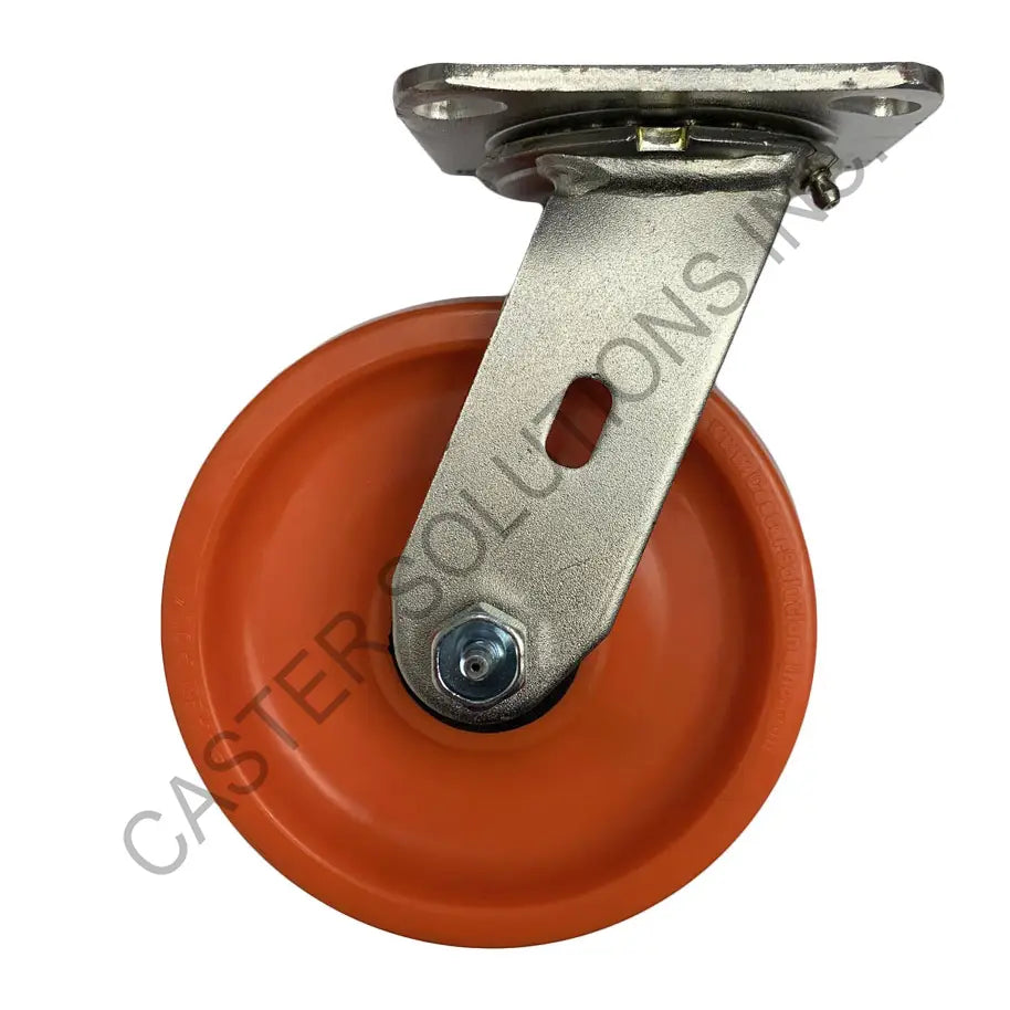 8" x 2" Stainless Swivel Plate Caster with Super Poly Wheel