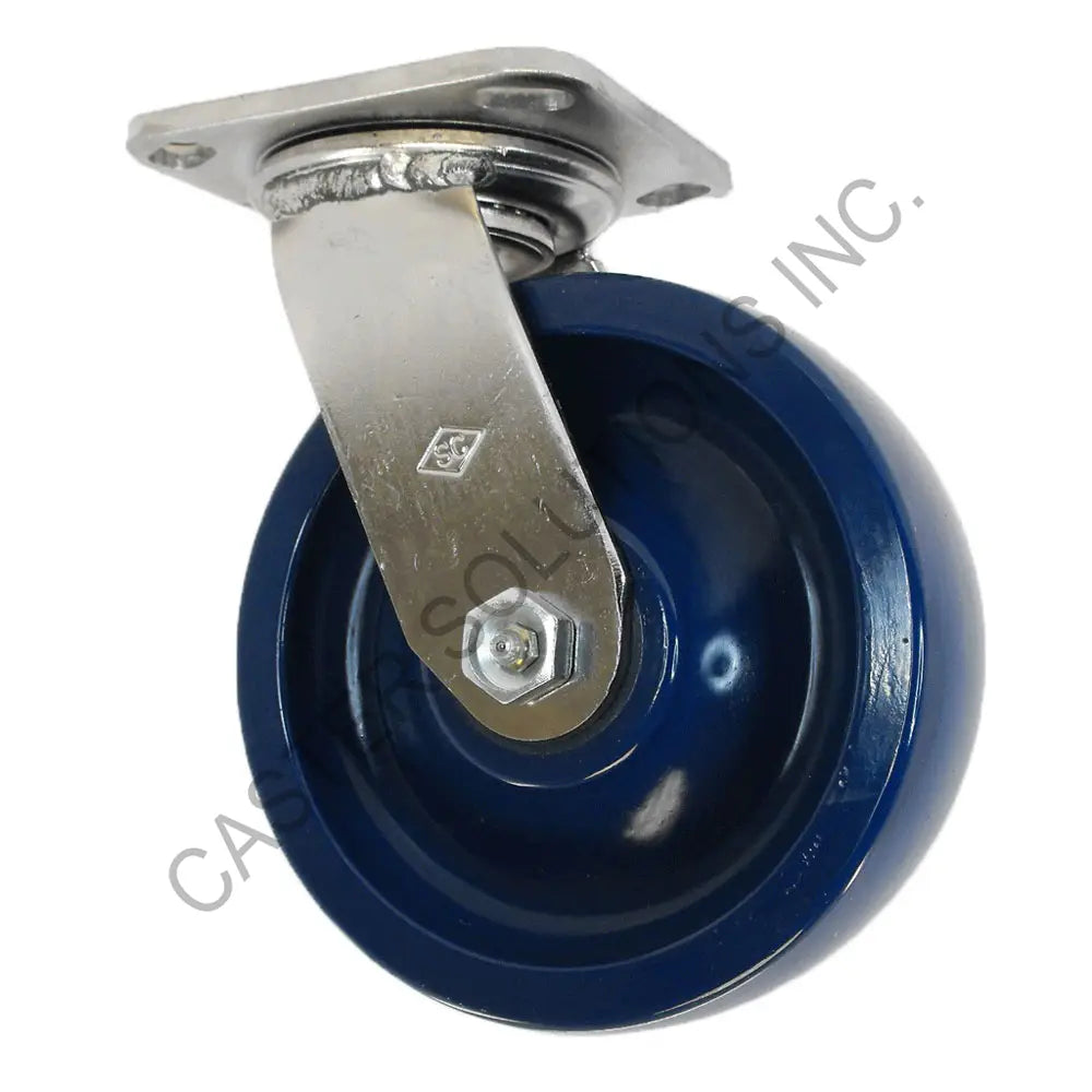 8" x 2" Stainless Swivel Plate Caster with DuraLastomer™ Wheel