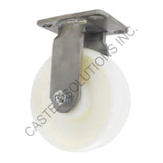 8" x 2" Stainless Rigid Plate Caster with Nylon Wheel