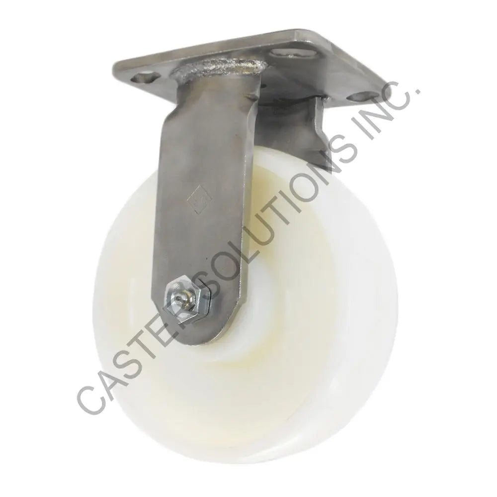8" x 2" Stainless Rigid Plate Caster with Nylon Wheel