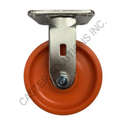 8" x 2" Stainless Rigid Plate Caster with Super Poly Wheel