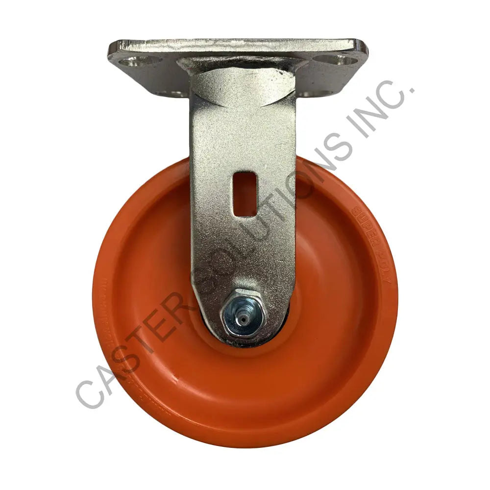 8" x 2" Stainless Rigid Plate Caster with Super Poly Wheel