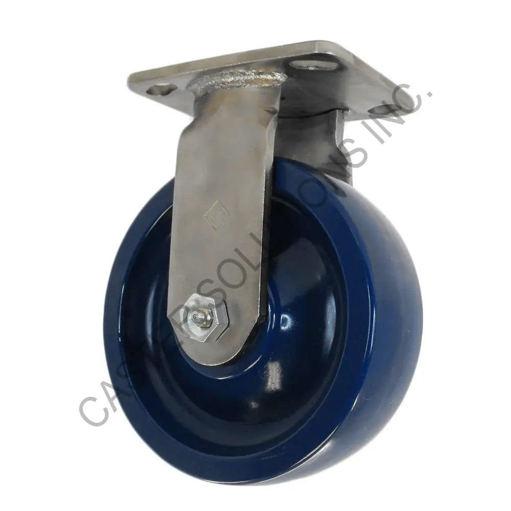 8" x 2" Stainless Rigid Plate Caster with DuraLastomer™ Wheel