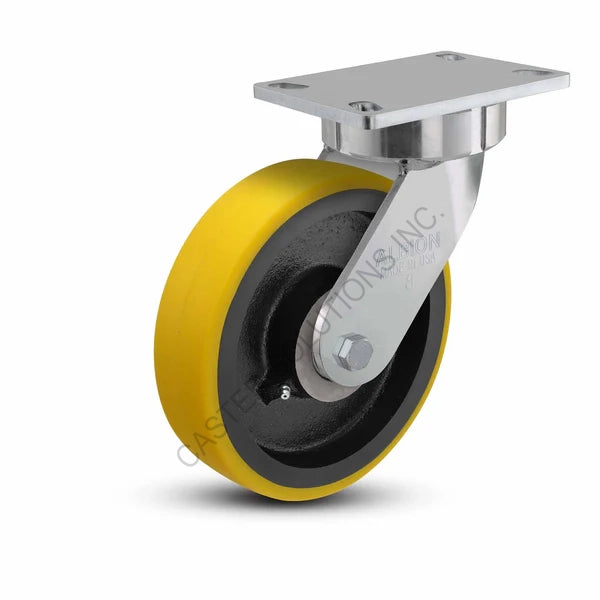 8" x 2" Swivel Caster with Polyurethane on Cast Iron Wheel