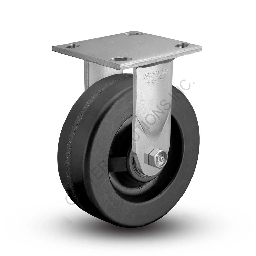8" x 2" Rigid Plate Caster with Phenolic Wheel