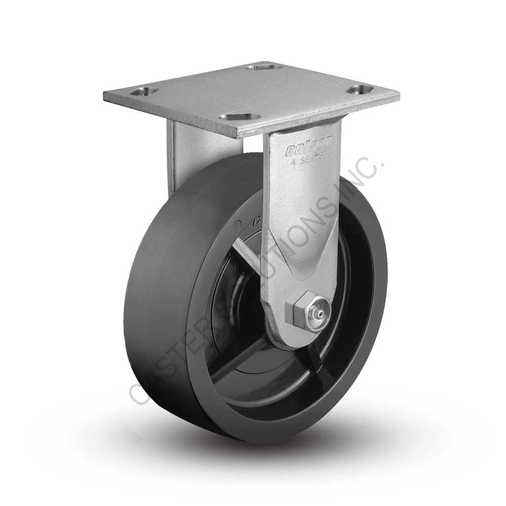 8" x 2" Rigid Plate Caster with Polyolefin Wheel
