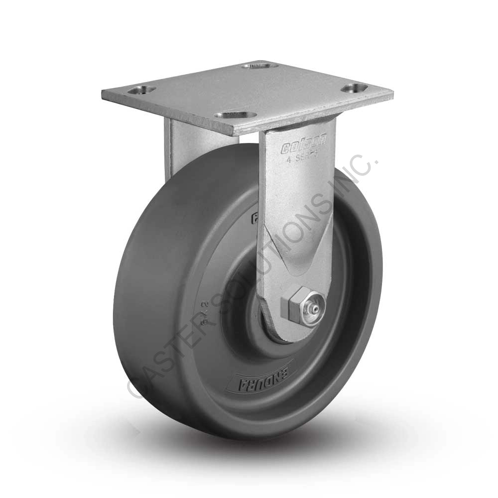 8" x 2" Rigid Plate Caster with Endura Solid Elastomer Wheel