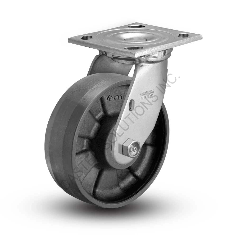 8" x 2" Swivel Plate Caster with Maxim Wheel
