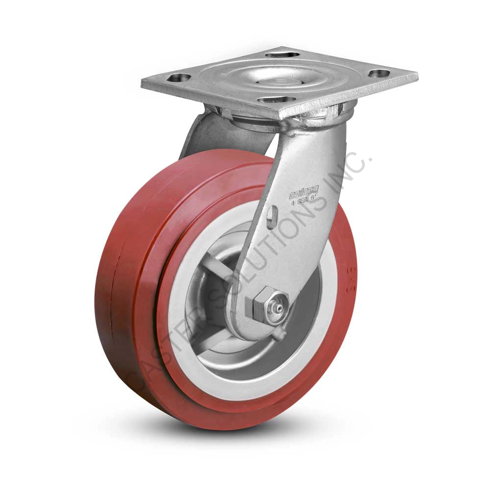 8" x 2" Swivel Plate Caster with Polyurethane HI-TECH Wheel