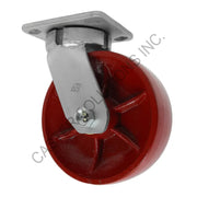 8" x 2" Swivel Plate Caster with Crowned Ductile Steel Wheel