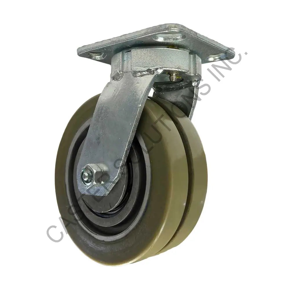 8" x 2" Swivel Plate Caster with Dual Ergo Wheel