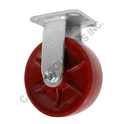8" x 2" Rigid Plate Caster with Crowned Ductile Steel Wheel