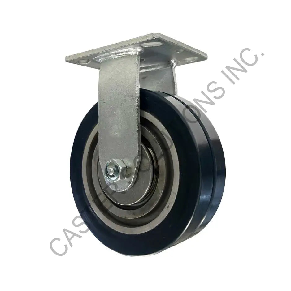 8" x 2" Rigid Plate Caster with Dual Ergo Wheel