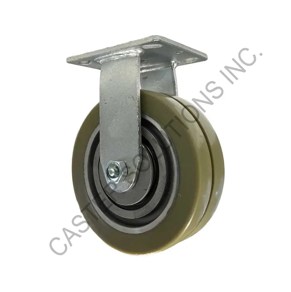 8" x 2" Rigid Plate Caster with Dual Ergo Wheel