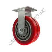 8" x 2" Rigid Plate Caster with Dual Ergo Wheel