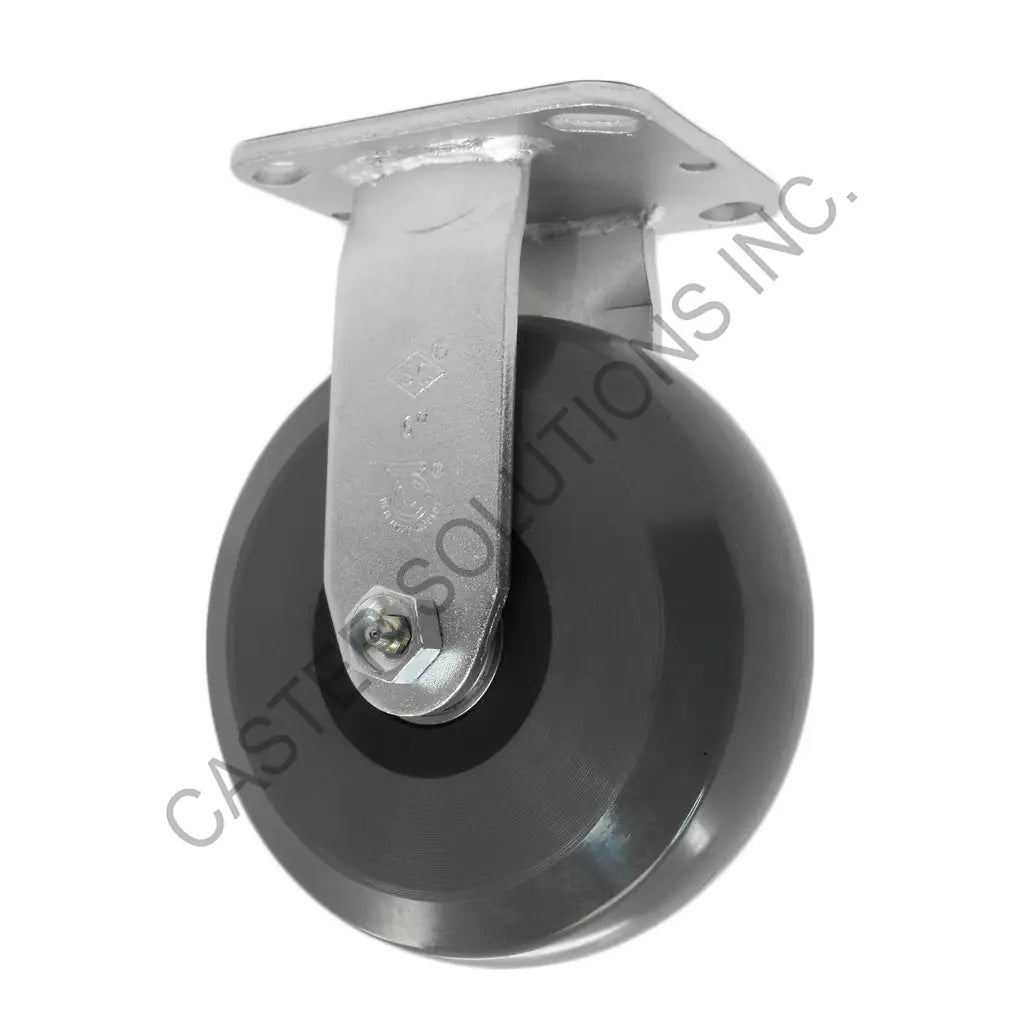 8" x 2" Rigid Plate Caster with Ergolastomer™ Wheel