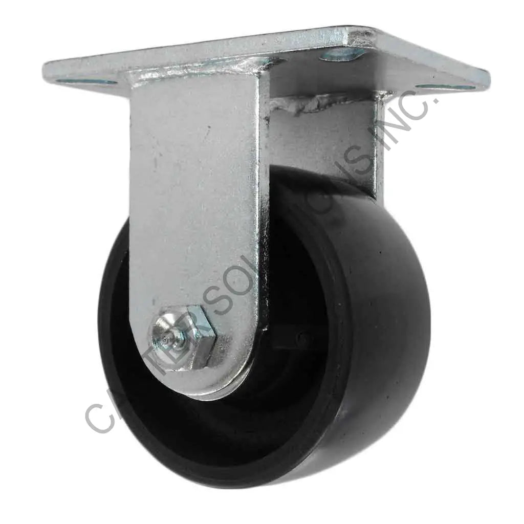 6" x 3" Rigid Plate Caster with Energy Saver Polyon Wheel