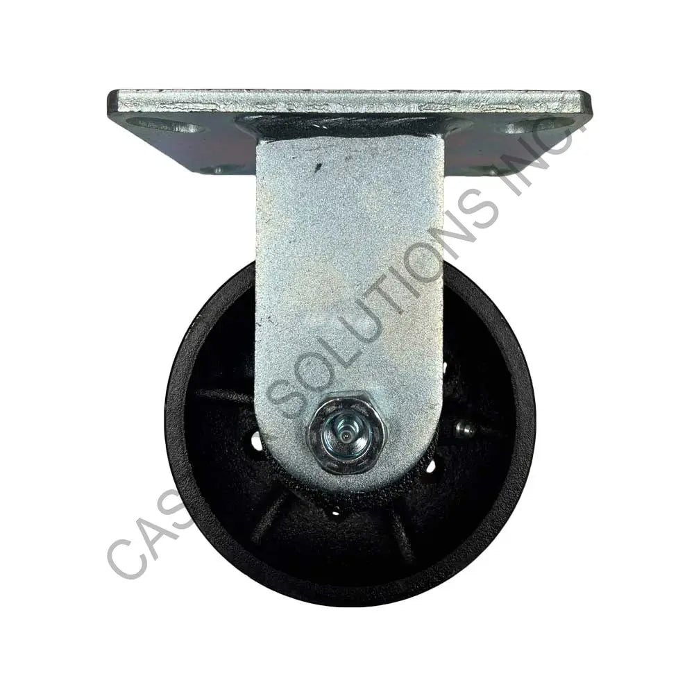 12" x 3" Rigid Plate Caster with Cast Iron V-Groove Wheel
